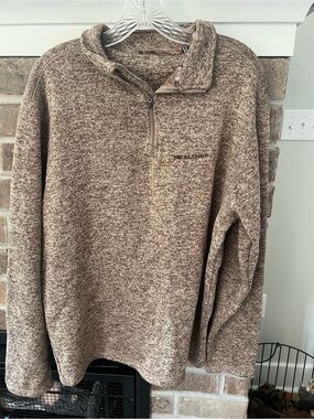 Realtree Men's Marled Tan Brown Quarter-Zip Pullover